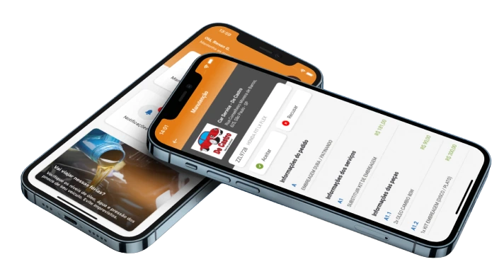 Celulares com o app Garagem Onmotor