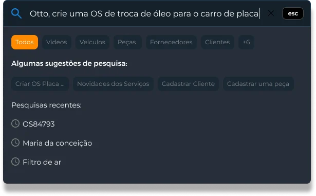 Interface de pesquisa do Otto, consultor IA do Onmotor