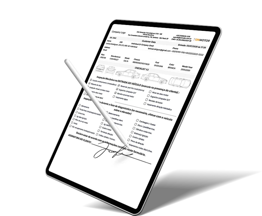Tablet com checklist personalizado no Onmotor
